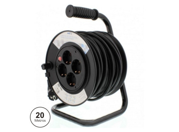 Well Well Extensão Elétrica C/ Enrolador 4x Schuko 20m Well Well Extensão Elétrica C/ Enrolador 4x Schuko 20m